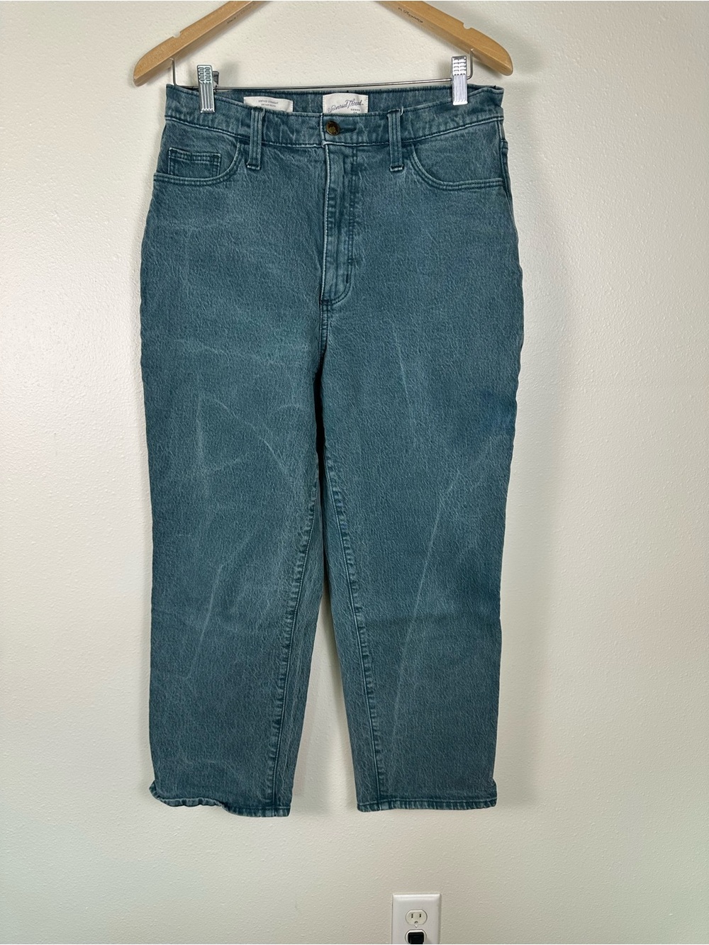 UNIVERSAL THREAD Women 8 Vintage Straight Indie High-Waist Teal Denim Mom Jeans